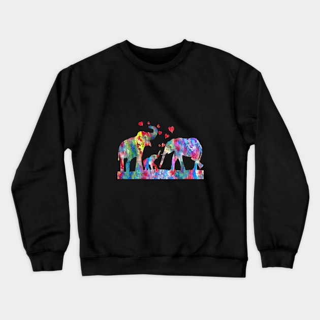 Elephant family Crewneck Sweatshirt by RosaliArt